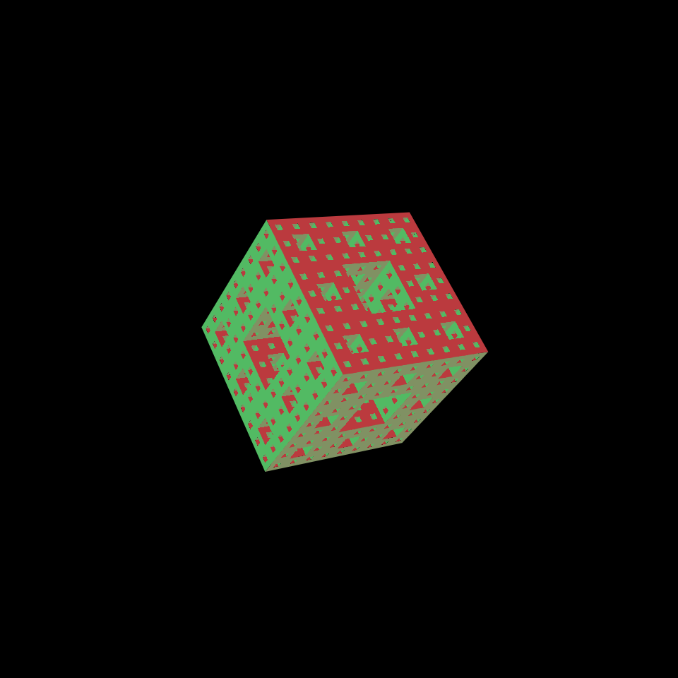 XScreenSaver Menger rendered entirely with HTML and CSS using PolyCSS.